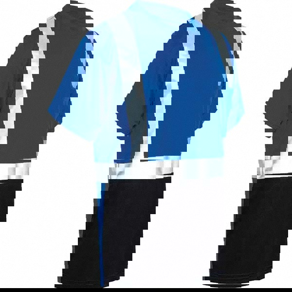 Work Shirt: High-Visibility, 5X-Large, Polyester, Black, Blue & Silver, 1 Pocket