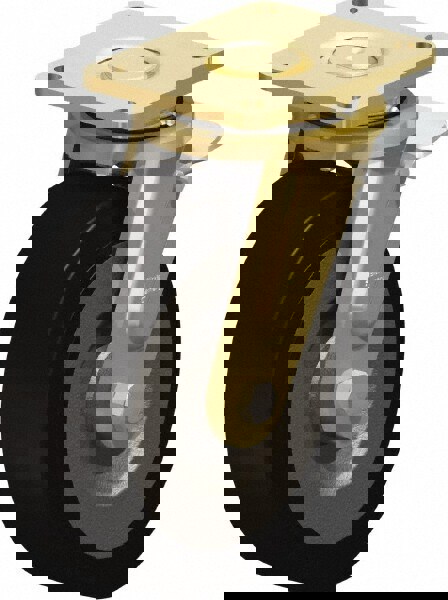 Swivel Top Plate Caster: Solid Rubber, 10