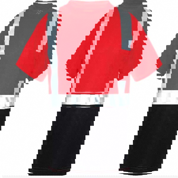 Work Shirt: High-Visibility, 5X-Large, Polyester, Black, Red & Silver, 1 Pocket