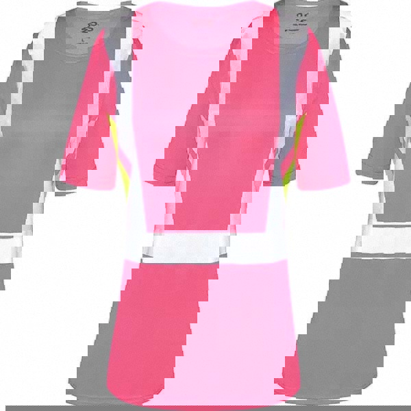 Work Shirt: High-Visibility, X-Large, Polyester, Lime, Pink & Silver