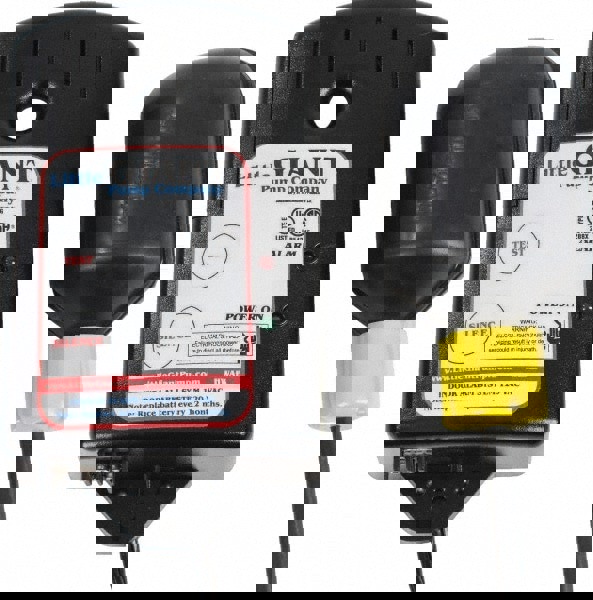 High-Water Alarms; Voltage: 115V; Material: Corrrosion-resistant plastic; Alarm Level: horn with silence switch; Red warning light; Float Material: Non-Corrisive Plastic; Battery Backup: 9 Volt DC; Maximum Temperature (F): 140; Material: Corrrosion-resist