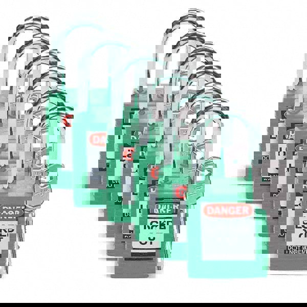 Lockout Padlock: Keyed Different, Key Retaining, Nylon, Nylon Shackle, Green