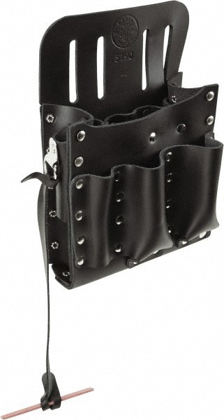 Tool Pouch: 8 Pockets, Leather, Black