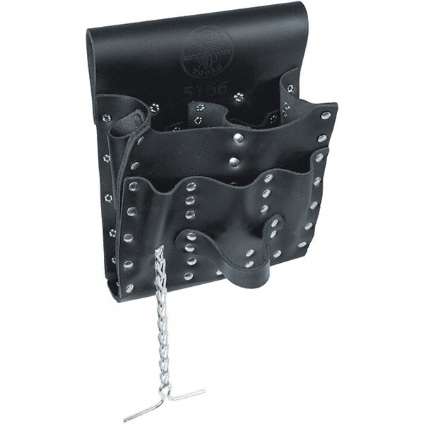 Tool Pouch: 7 Pockets, Leather, Black