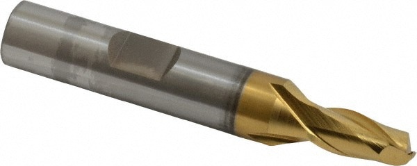 Square End Mill: 1/4'' Dia, 1/2'' LOC, 3/8'' Shank Dia, 2-5/16'' OAL, 2 Flutes, Cobalt