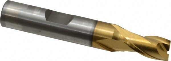 Square End Mill: 5/16'' Dia, 9/16'' LOC, 3/8'' Shank Dia, 2-5/16'' OAL, 2 Flutes, Cobalt