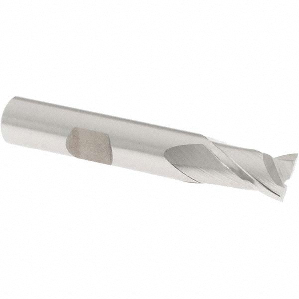 Square End Mill: 3/8'' Dia, 9/16'' LOC, 3/8'' Shank Dia, 2-5/16'' OAL, 2 Flutes, Cobalt