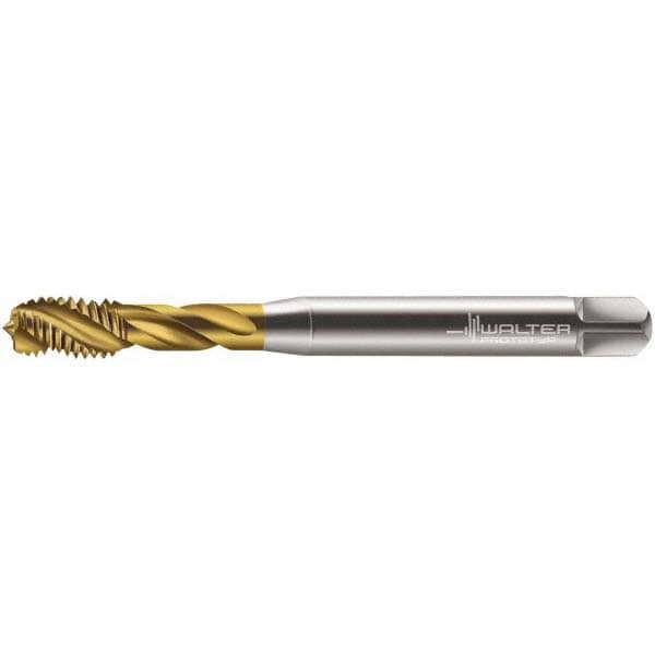 Spiral Flute Tap: M6x1.00 Metric, 3 Flutes, Modified Bottoming, 6H Class of Fit, Cobalt, TIN Coated