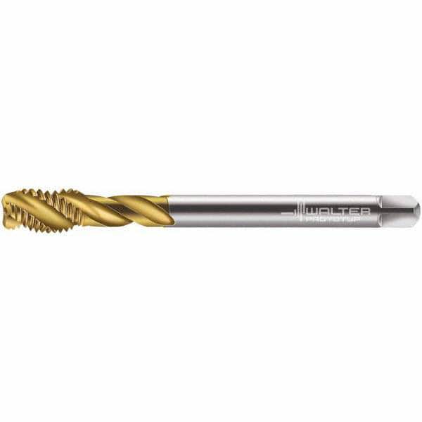 Spiral Flute Tap: M12x1.75 Metric, 3 Flutes, Modified Bottoming, 6H Class of Fit, Cobalt, TIN Coated