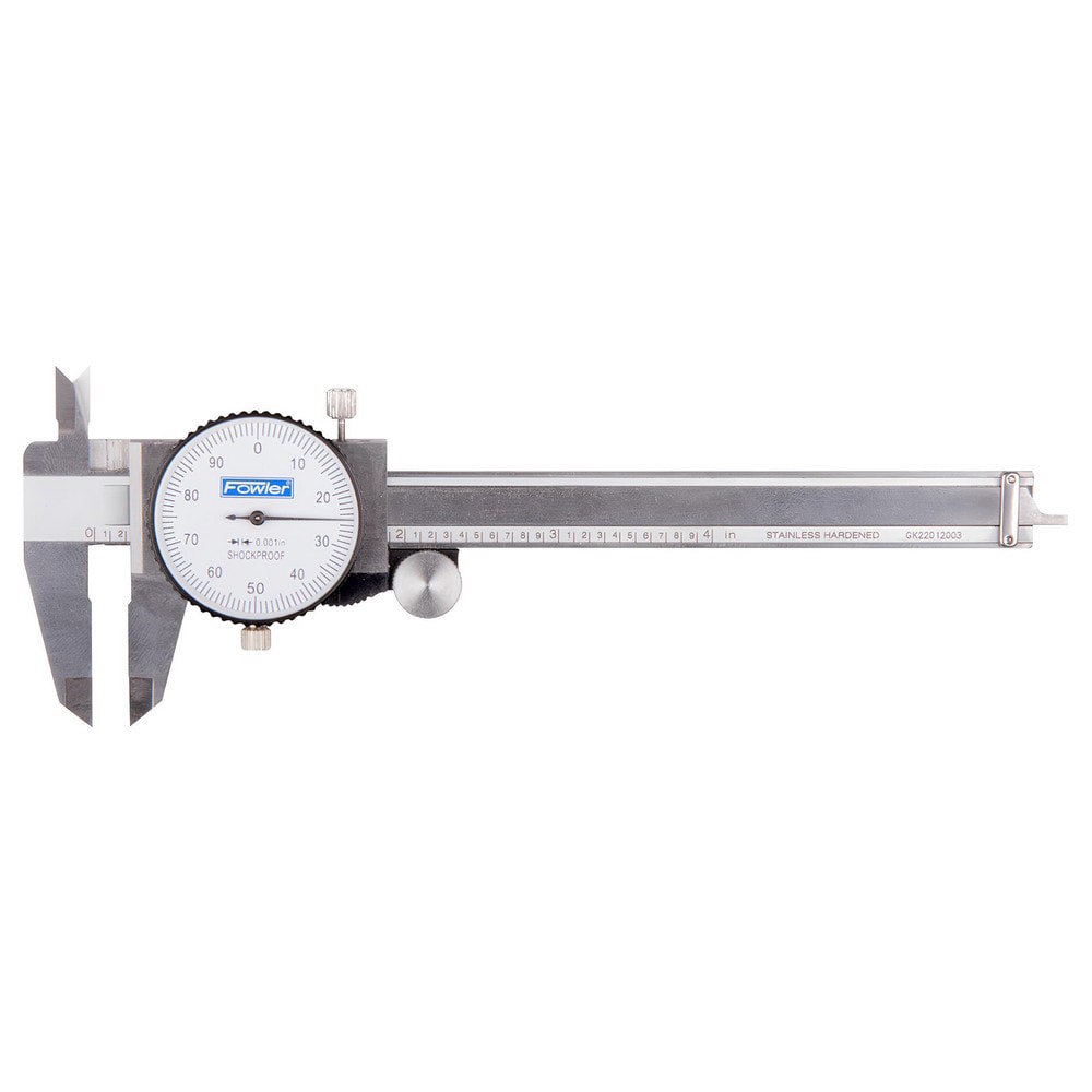 Dial Calipers; Accuracy (Decimal Inch): +/-.001 ; Minimum Measurement (Decimal Inch): 0.0000 ; Maximum Measurement (Decimal Inch): 4.0000 ; Caliper Material: Stainless Steel ; Jaw Adjustment Type: Thumb Wheel ; Jaw Style: Outside