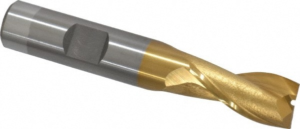 Square End Mill: 1/2'' Dia, 1'' LOC, 1/2'' Shank Dia, 3'' OAL, 2 Flutes, Cobalt