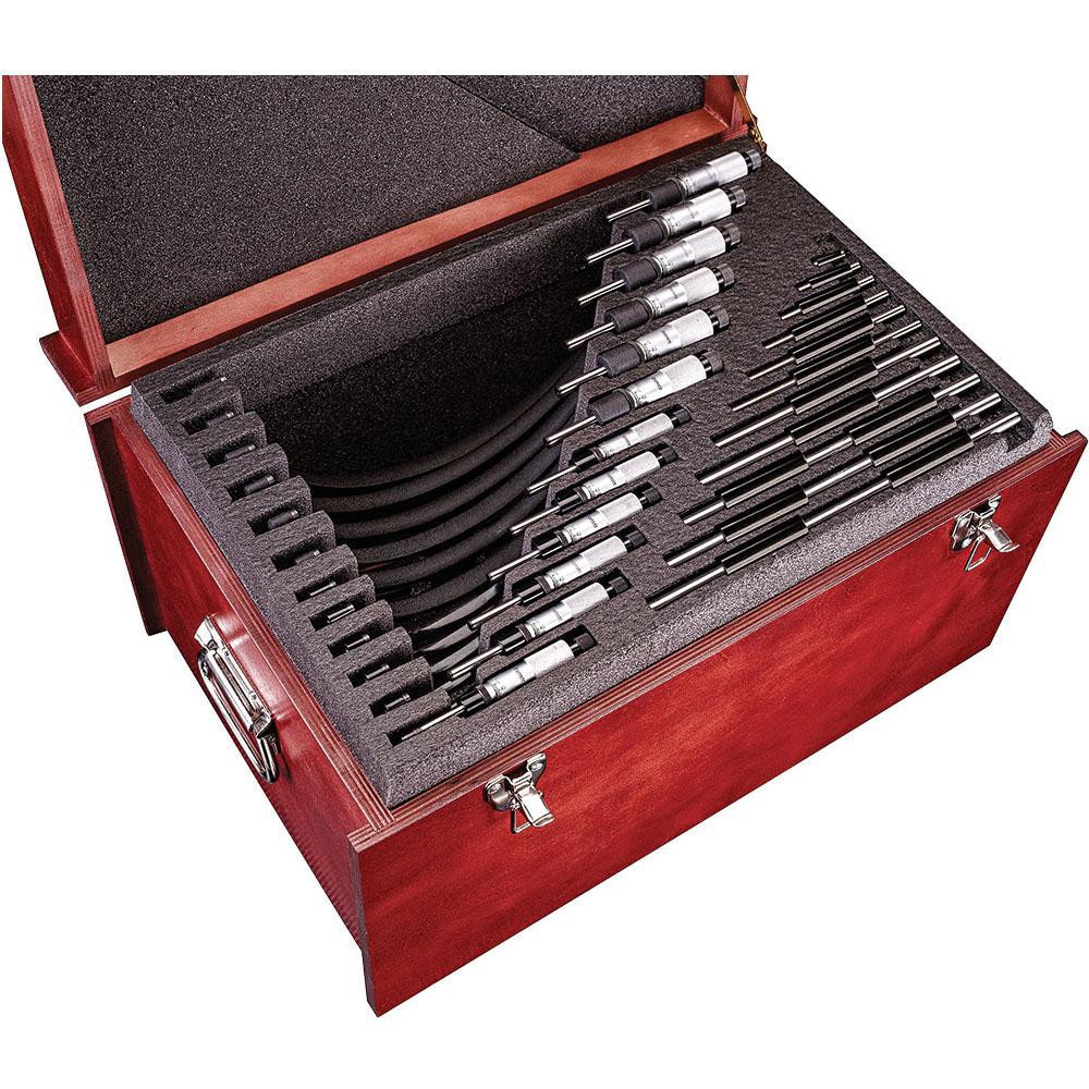 Mechanical Outside Micrometer Set: 12 Pc, 0.01 mm Graduation