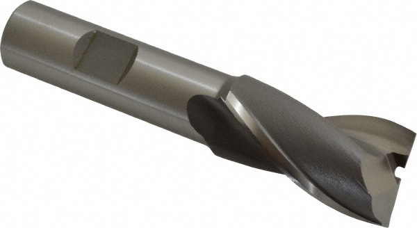 Square End Mill: 27/32'' Dia, 1-1/2'' LOC, 5/8'' Shank Dia, 3-5/8'' OAL, 2 Flutes, Cobalt