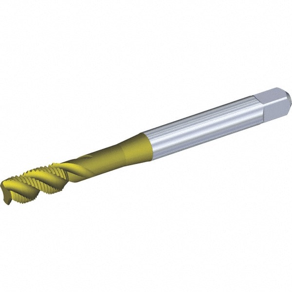 Spiral Flute Tap: 1/4-28 UNF, 3 Flutes, Modified Bottoming, 3BX Class of Fit, Powdered Metal, TiCN/TiN Coated
