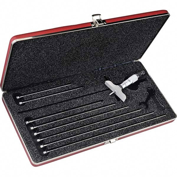 Mechanical Depth Micrometer: 225 mm Range, 9 Rod