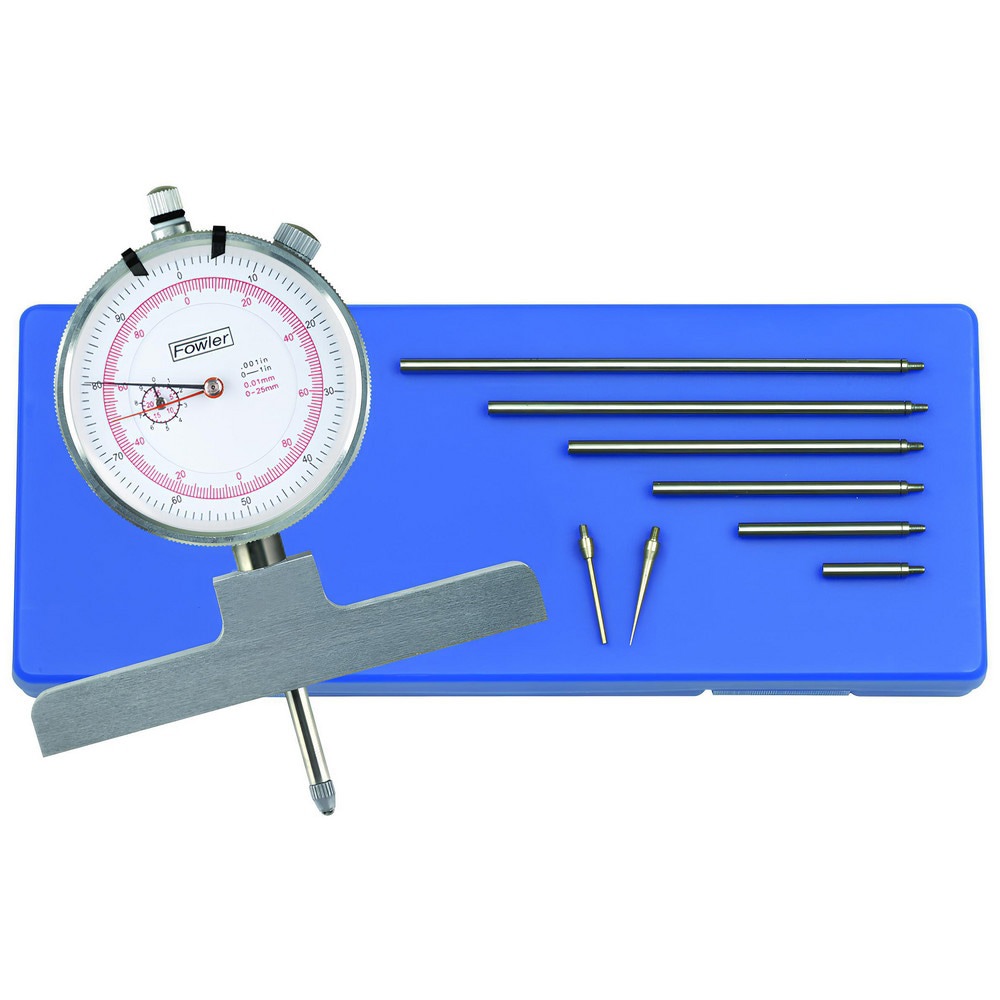 Dial Depth Gages; Minimum Measurement: 0 ; Maximum Measurement: 558.80 ; Graduation: 0.0100 ; Base Length: 4.0000 ; Base Width: 0.630in ; Accuracy: 1 0.001/0.03mm