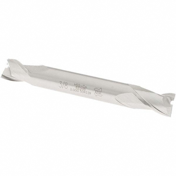 Square End Mill: 3/8'' Dia, 9/16'' LOC, 3/8'' Shank Dia, 3-1/8'' OAL, 2 Flutes, Cobalt
