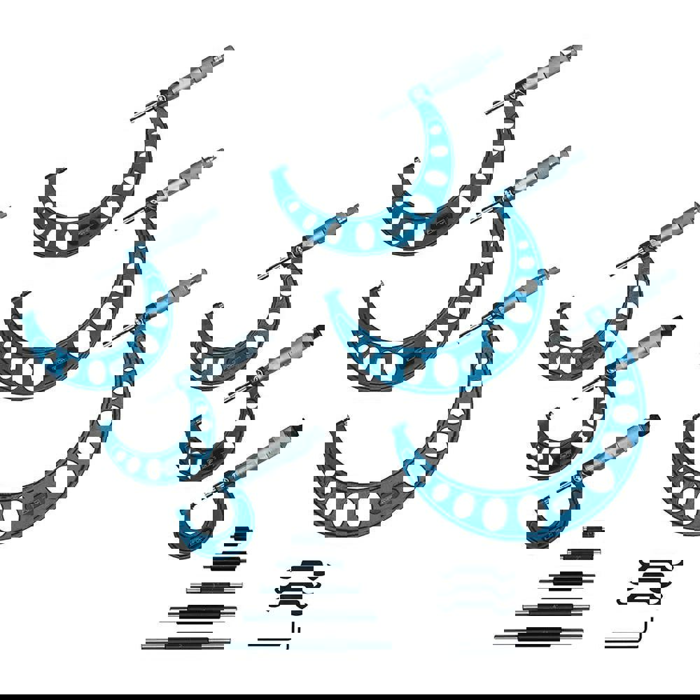 Mechanical Outside Micrometer Set: 6 Pc, 0 to 6