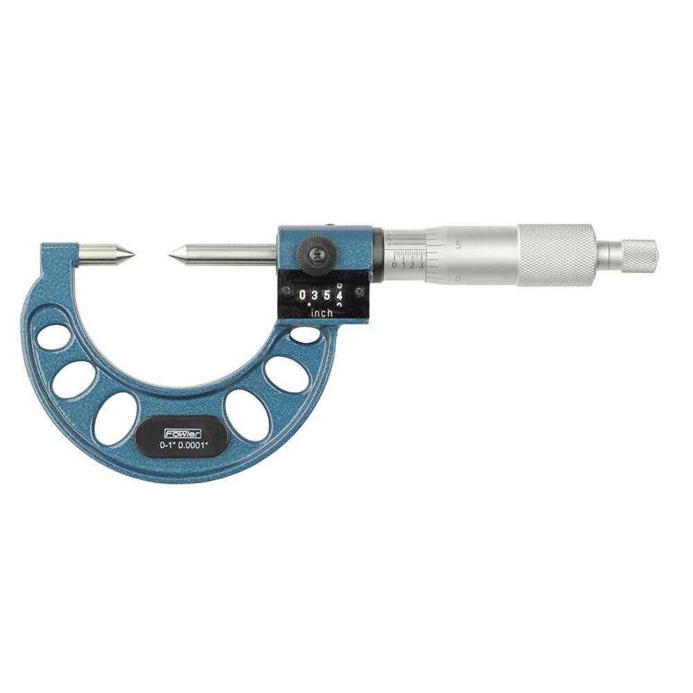 Point Micrometers; Operation Type: Mechanical; Minimum Measurement: 0 in; Minimum Measurement (mm): 0 in; Maximum Measurement: 1 in; Maximum Measurement (Decimal Inch): 1 in; Maximum Measurement (mm): 1 in; Thimble Type: Ratchet; Digital Counter: Yes; Acc