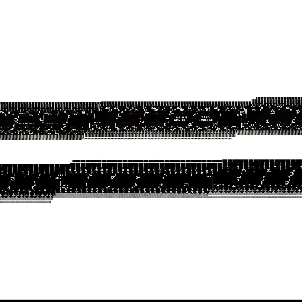Steel Rules; Material: Steel ; Length (Inch): 6 ; Graduation (Inch): 1/64; 1/32; 1/16; 1/8 ; Tip Style: Flat ; Color: Black ; Flexibility: Rigid