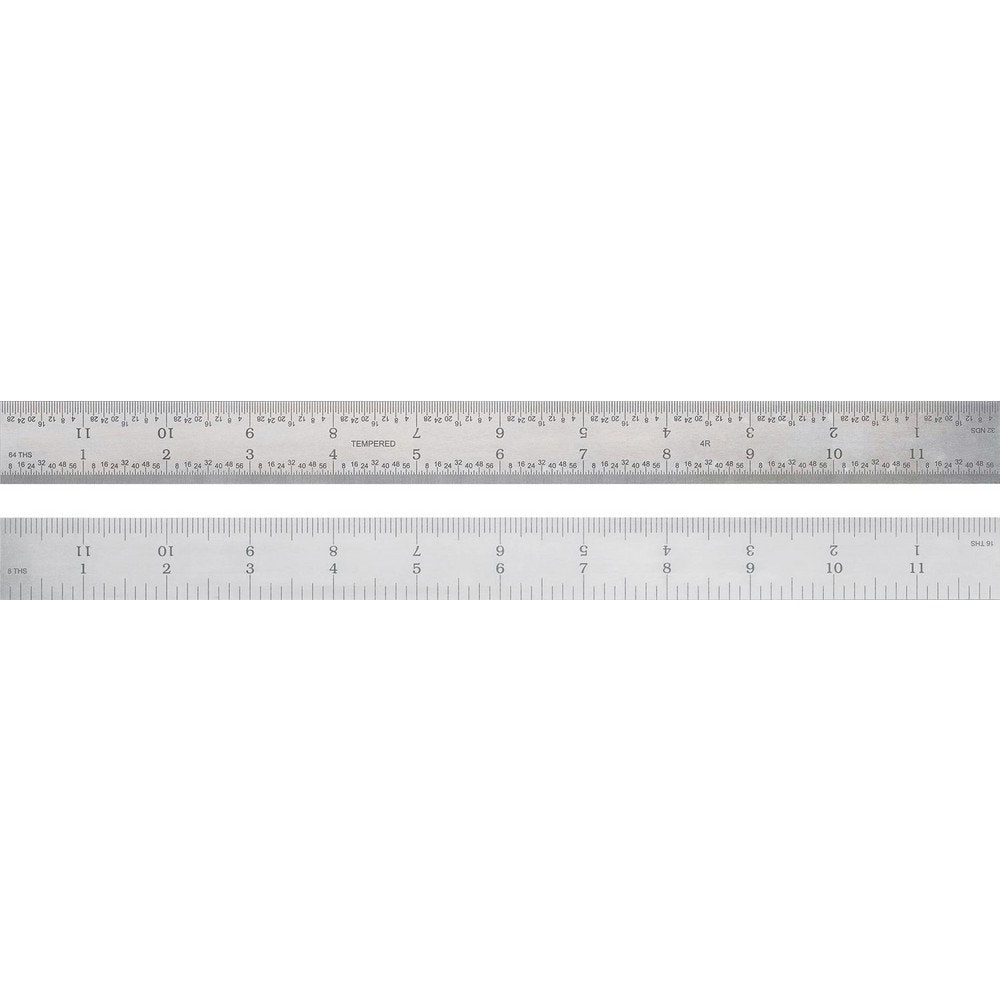 Steel Rules; Material: Steel ; Length (Inch): 24 ; Graduation (Inch): 1/1001/641/321/10 ; Tip Style: Flat ; Color: Silver ; Flexibility: Rigid