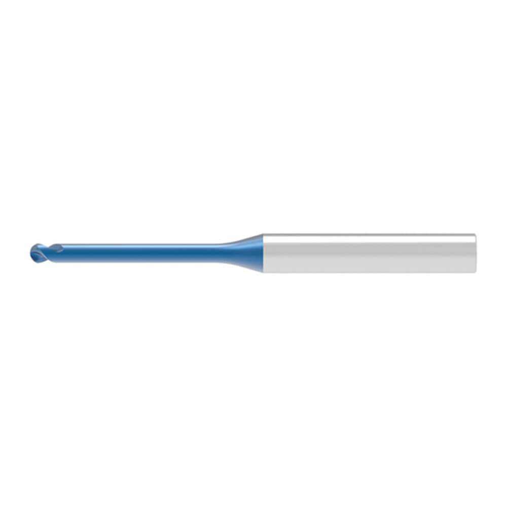 Ball End Mills; Mill Diameter (Decimal Inch): 0.0320 ; Mill Diameter (mm): 0.80 ; Number Of Flutes: 2 ; End Mill Material: Solid Carbide ; Length of Cut (mm): 0.6400 ; Shank Diameter (mm): 4.0000