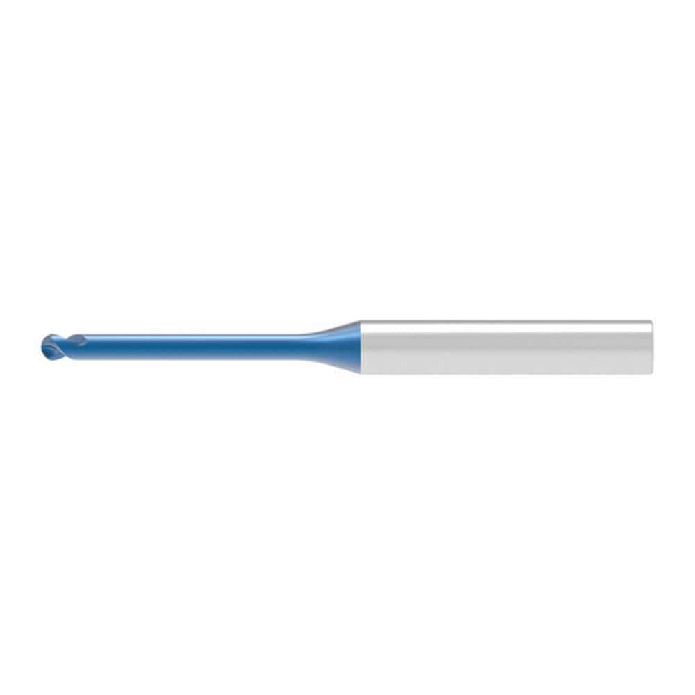 Ball End Mills; Mill Diameter (Decimal Inch): 0.0400 ; Mill Diameter (mm): 1.00 ; Number Of Flutes: 2 ; End Mill Material: Solid Carbide ; Length of Cut (mm): 0.8000 ; Shank Diameter (mm): 4.0000