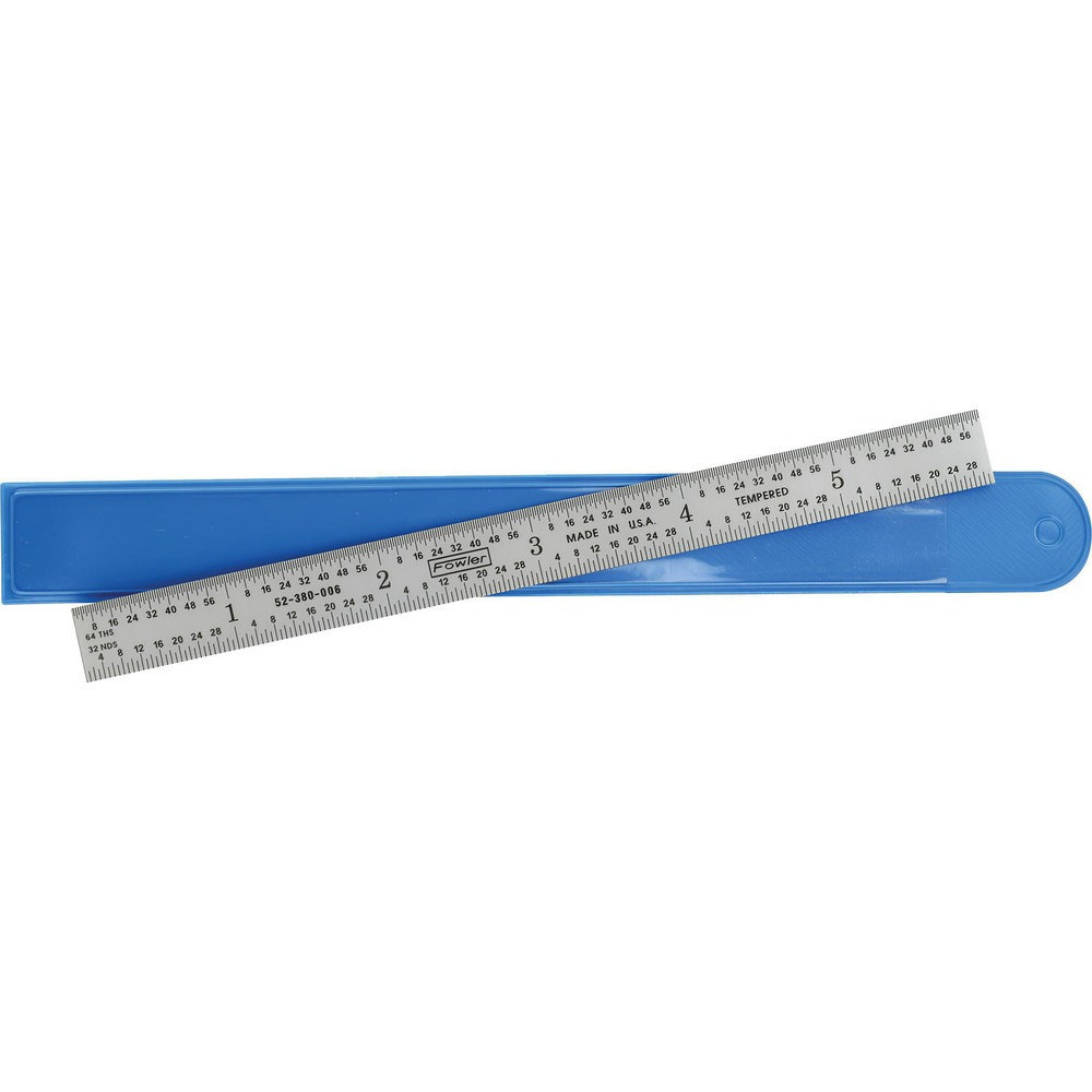 Steel Rules; Material: Steel ; Length (Inch): 6 ; Graduation: 0.50; 1.00 (mm); Graduation (Inch): 1/32; 1/64 ; Tip Style: Flat ; Color: Silver