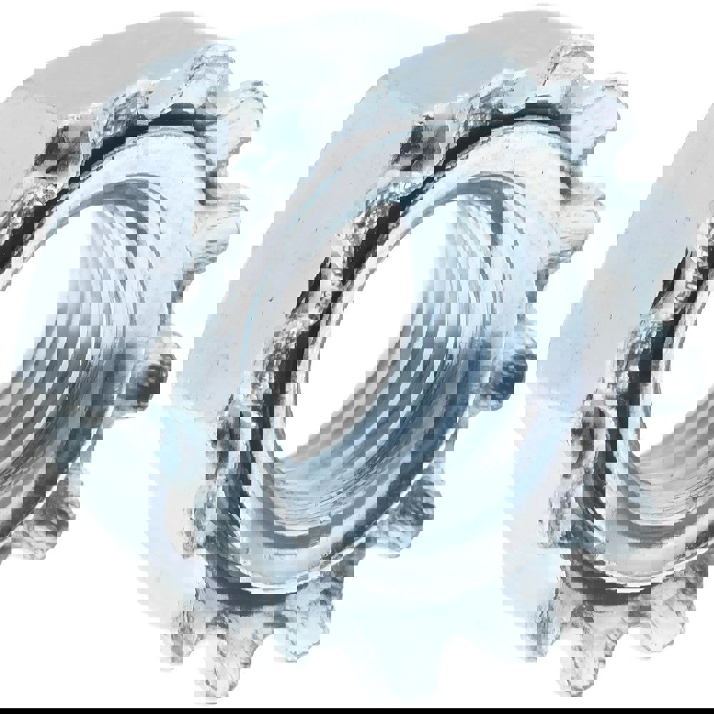 M5x0.8, Zinc Plated, Steel L-Lock Hex Nut with External Tooth Lock Washer