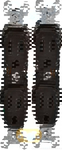 Straight Blade Duplex Receptacle: NEMA 5-15R, 15 Amps, Self-Grounding