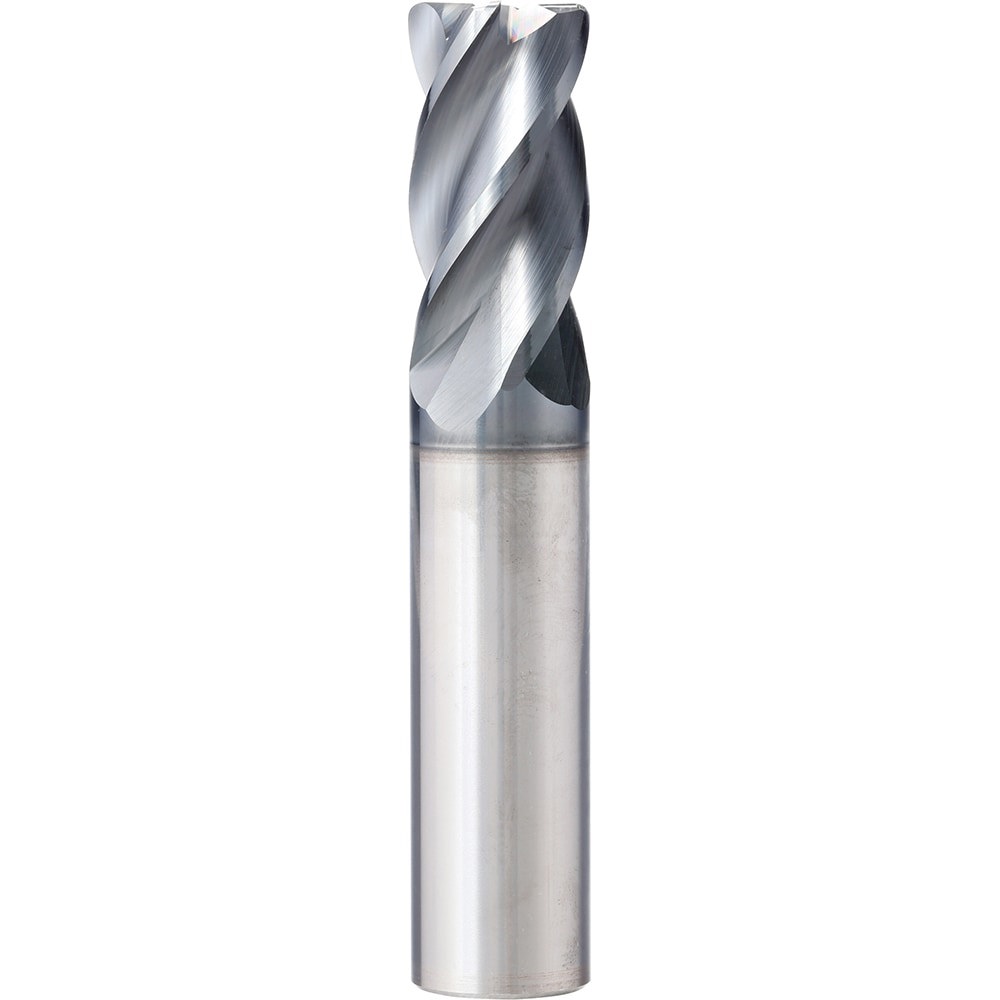 Square End Mill: 1/2'' Dia, 1'' LOC, 1/2'' Shank Dia, 3'' OAL, 4 Flutes, Solid Carbide