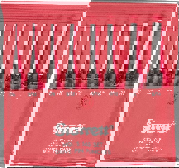 Pin Punch Set: 8 Pc, 0.0625 to 0.25