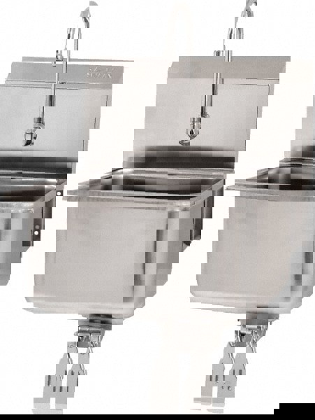 Hand Sink: Wall Mount, Double Knee Valve Faucet, 304 Stainless Steel