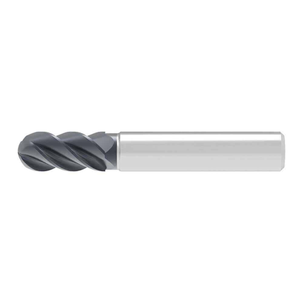 Ball End Mills; Mill Diameter (Decimal Inch): 0.1600 ; Mill Diameter (mm): 4.00 ; Number Of Flutes: 3 ; End Mill Material: Solid Carbide ; Length of Cut (mm): 8.0000 ; Shank Diameter (mm): 6.0000