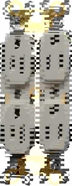 Straight Blade Duplex Receptacle: NEMA 5-15R, 15 Amps, Self-Grounding