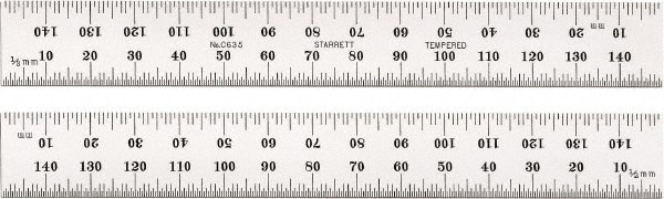 Steel Rule: 150 mm OAL, Metric Graduation, Rigid, 19 mm OAW