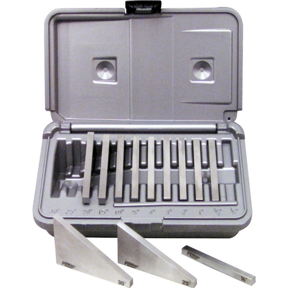 Angle Block Sets; Minimum Angle Included: 0.25 ; Maximum Angle Included: 30.00 ; Overall Length: 3.00 ; Overall Thickness: 0.25in ; Includes: Storage case ; Number Of Pieces: 12