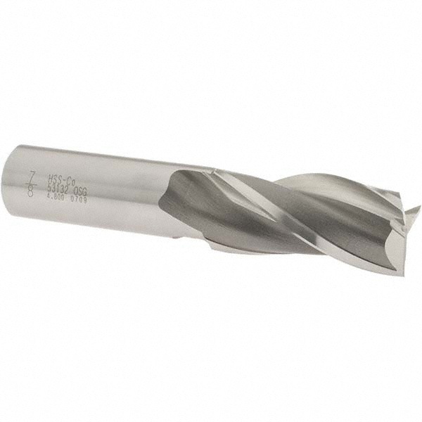 Square End Mill: 7/8'' Dia, 1-7/8'' LOC, 3/4'' Shank Dia, 4-1/8'' OAL, 3 Flutes, Cobalt