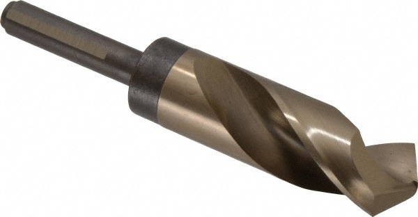 Reduced Shank Drill Bit: 1-1/8'' Dia, 1/2'' Shank Dia, 118 , Cobalt