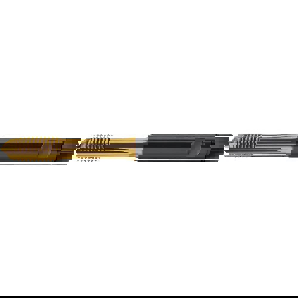 Spiral Point Tap: 3/8-16 UNC, 3 Flutes, Plug Chamfer, 2B Class of Fit, High-Speed Steel-E, TiN Coated