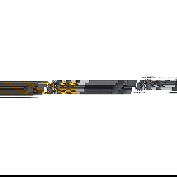 Spiral Flute Tap: 1/4-28, UNF, 3 Flute, Modified Bottoming Chamfer, 2B Class of Fit, Cobalt, TiN Finish