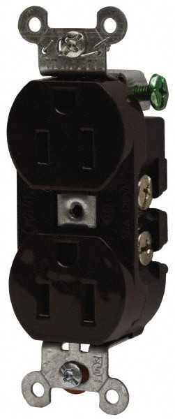 Straight Blade Duplex Receptacle: NEMA 5-20R, 20 Amps, Self-Grounding