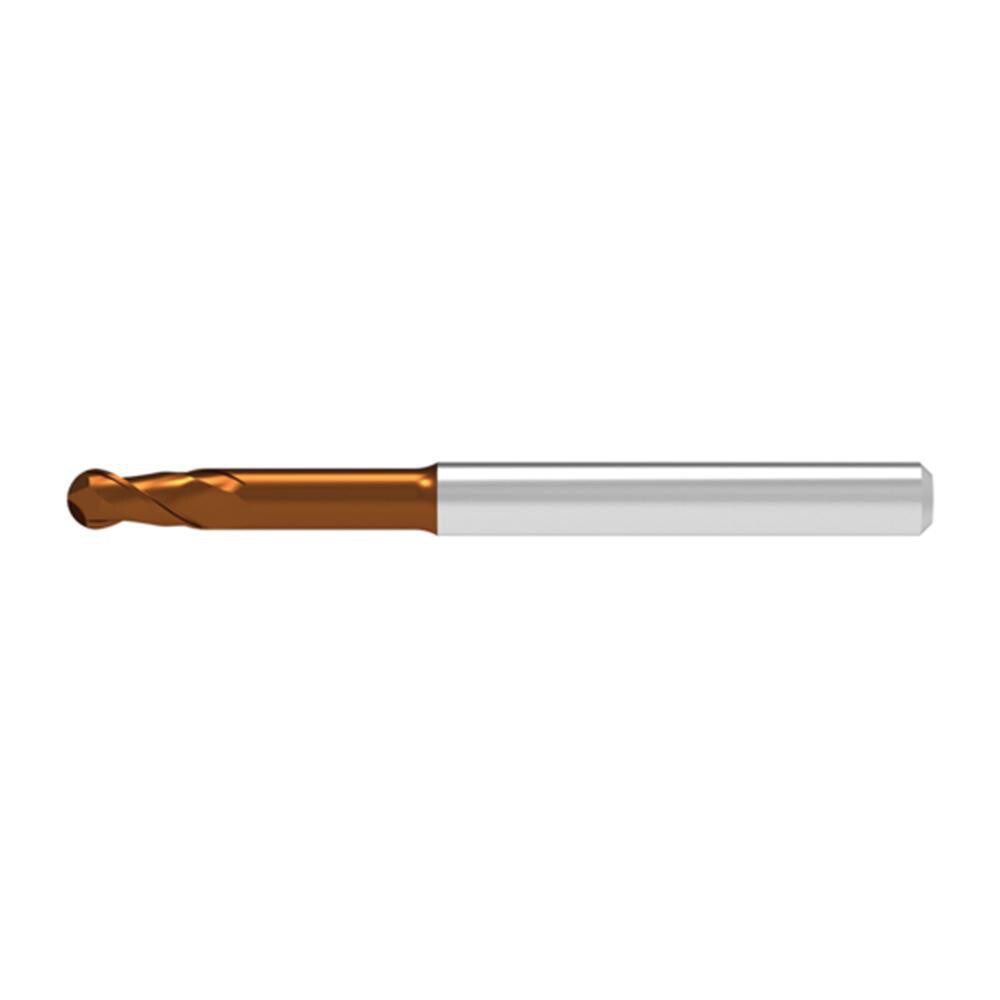 Ball End Mills; Mill Diameter (Decimal Inch): 0.0400 ; Mill Diameter (mm): 1.00 ; Number Of Flutes: 2 ; End Mill Material: Solid Carbide ; Length of Cut (mm): 1.5000 ; Shank Diameter (mm): 4.0000
