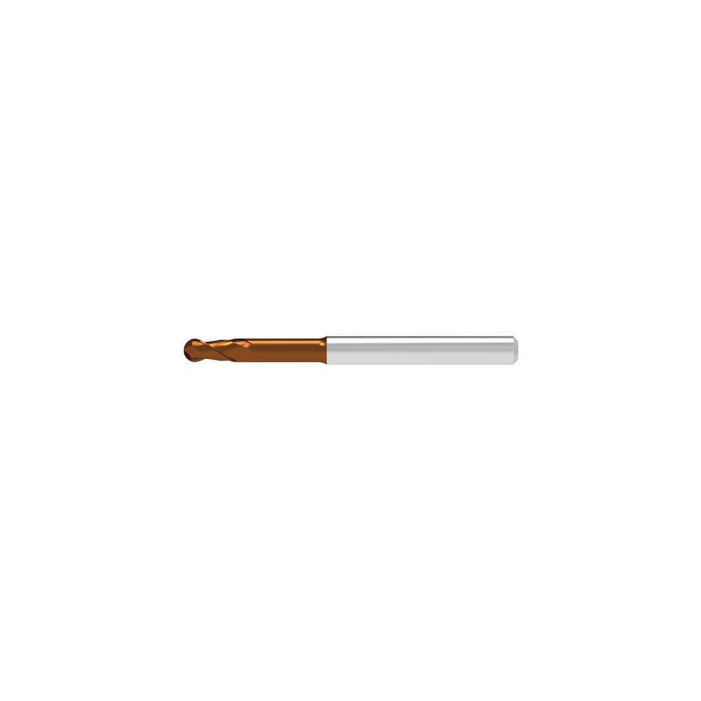 Ball End Mills; Mill Diameter (Decimal Inch): 0.0600 ; Mill Diameter (mm): 1.50 ; Number Of Flutes: 2 ; End Mill Material: Solid Carbide ; Length of Cut (mm): 1.5000 ; Shank Diameter (mm): 4.0000