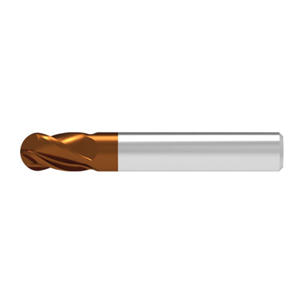Ball End Mills; Mill Diameter (Decimal Inch): 0.1600 ; Mill Diameter (mm): 4.00 ; Number Of Flutes: 4 ; End Mill Material: Solid Carbide ; Length of Cut (mm): 4.5000 ; Shank Diameter (mm): 6.0000