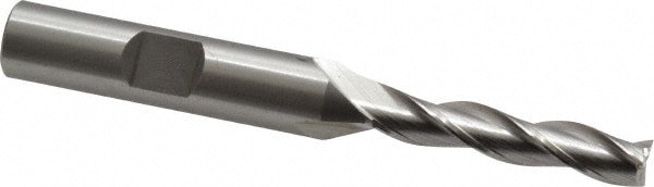 Square End Mill: 1/4'' Dia, 1-1/4'' LOC, 3/8'' Shank Dia, 3-1/16'' OAL, 3 Flutes, Cobalt