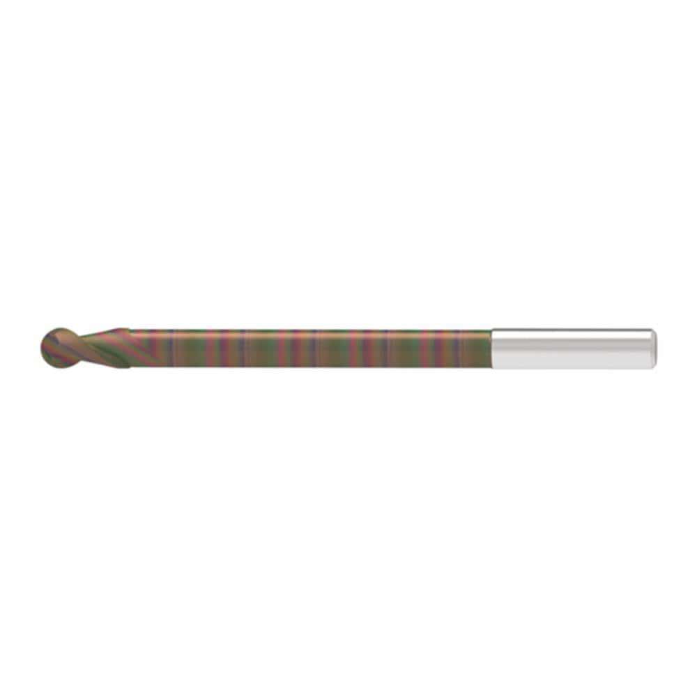Ball End Mills; Mill Diameter (Decimal Inch): 0.1200 ; Mill Diameter (mm): 3.00 ; Number Of Flutes: 2 ; End Mill Material: Solid Carbide ; Length of Cut (mm): 10.0000 ; Shank Diameter (mm): 3.0000