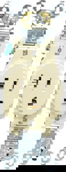 Straight Blade Single Receptacle: NEMA 5-20R, 20 Amps, Self-Grounding