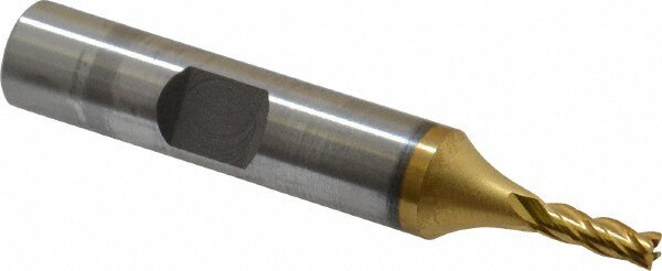 Square End Mill: 1/8'' Dia, 3/8'' LOC, 3/8'' Shank Dia, 2-5/16'' OAL, 4 Flutes, Cobalt