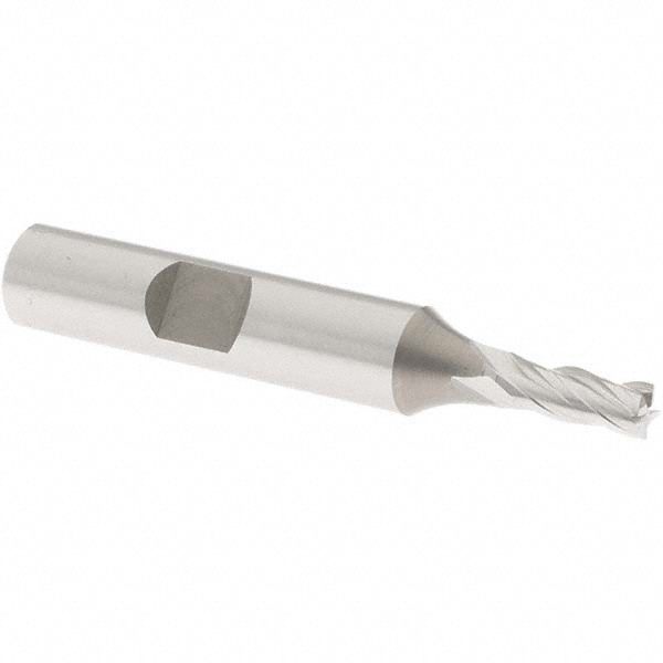 Square End Mill: 3/16'' Dia, 1/2'' LOC, 3/8'' Shank Dia, 2-3/8'' OAL, 4 Flutes, Cobalt